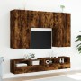 Mueble de pared TV madera ingeniería roble ahumado 80x30x30 cm