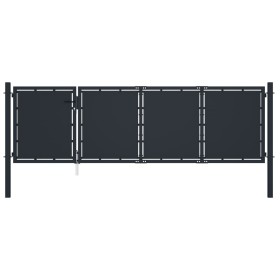 Puerta de jardín de acero gris antracita 350x100 cm