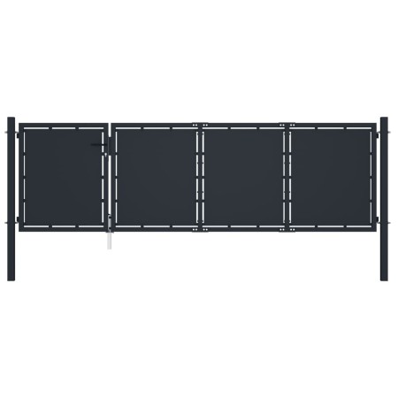 Puerta de jardín de acero gris antracita 350x100 cm