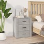 Mesita de noche madera contrachapada gris hormigón 50x36x60 cm