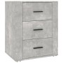 Mesita de noche madera contrachapada gris hormigón 50x36x60 cm
