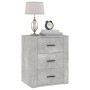 Mesita de noche madera contrachapada gris hormigón 50x36x60 cm