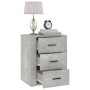 Mesita de noche madera contrachapada gris hormigón 50x36x60 cm