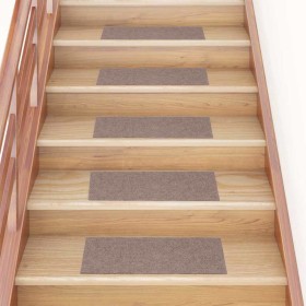 Alfombrilla autoadhesiva escalera 15 uds marrón claro 60x25 cm