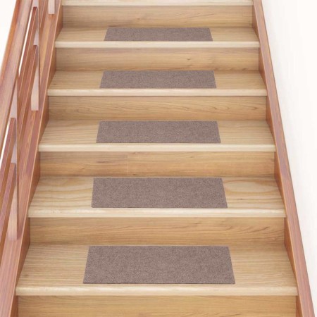 Alfombrilla autoadhesiva escalera 15 uds marrón claro 60x25 cm