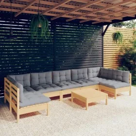 Gartenmöbel-Set 8-teilig und Kissen aus massivem Kiefernholz von vidaXL, Gartensets - Ref: Foro24-3097168, Preis: 634,94 €, R...