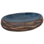 Lavabo sobre encimera ovalado cerámica marrón y azul 59x40x15cm