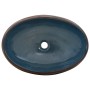 Lavabo sobre encimera ovalado cerámica marrón y azul 59x40x15cm