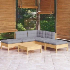 6-piece garden furniture set with gray pine wood cushions by vidaXL, Garden sets - Ref: Foro24-3096315, Price: 411,13 €, Disc...