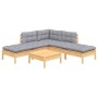 6-teiliges Gartenmöbel-Set mit Kissen aus grauem Kiefernholz von vidaXL, Gartensets - Ref: Foro24-3096315, Preis: 423,55 €, R...