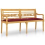 Banco Batavia con cojín rojo vino madera maciza de teca 150 cm