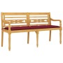 Banco Batavia con cojín rojo vino madera maciza de teca 150 cm