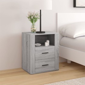 Mesita de noche madera contrachapada gris Sonoma 50x36x60 cm