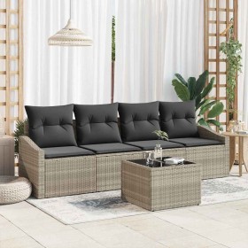 Conjunto de sofá de jardín 5 pcs Gris Claro 55 x 55 x 37 cm
