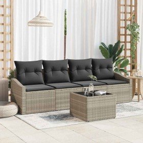 Conjunto de sofá de jardín 5 pcs Gris Claro 55 x 55 x 37 cm