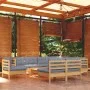 Juego de muebles de jardín 10 pzas y cojines madera maciza pino de vidaXL, Conjuntos de jardín - Ref: Foro24-3096748, Precio:...