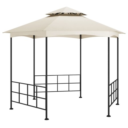 Cenador con paredes laterales crema 3,1x2,7 m