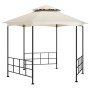 Cenador con paredes laterales crema 3,1x2,7 m