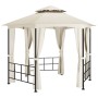 Cenador con paredes laterales crema 3,1x2,7 m