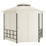 Cenador con paredes laterales crema 3,1x2,7 m