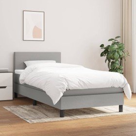 Cama box spring con colchón tela gris claro 90x200 cm en Camas y somieres | Comprar online en Foro24