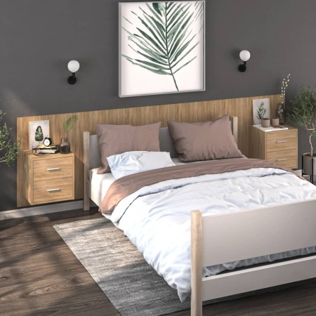 Mesita de noche de pared 2 unidades color roble Sonoma