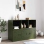 Aparador de acero verde oliva 99x39x73 cm