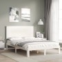 Weißer Massivholzbettrahmen mit Kopfteil 120x200 cm von vidaXL, Betten und Lattenroste - Ref: Foro24-3193657, Preis: 152,00 €...