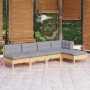5-piece garden furniture set with gray pine wood cushions by vidaXL, Garden sets - Ref: Foro24-3096333, Price: 354,65 €, Disc...