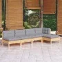 Juego de muebles de jardín 5 pzas y cojines madera pino gris de vidaXL, Conjuntos de jardín - Ref: Foro24-3096333, Precio: 35...