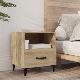 Mesita de noche madera contrachapada color roble Sonoma