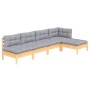 Gartenmöbelset 5 Stück und Kissen Kiefernholz grau von vidaXL, Gartensets - Ref: Foro24-3096333, Preis: 354,65 €, Rabatt: %