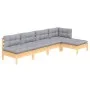 Juego de muebles de jardín 5 pzas y cojines madera pino gris de vidaXL, Conjuntos de jardín - Ref: Foro24-3096333, Precio: 35...