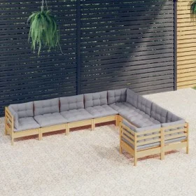 Garden furniture set 9 pieces and pine wood cushions by vidaXL, Garden sets - Ref: Foro24-3096982, Price: 742,76 €, Discount: %