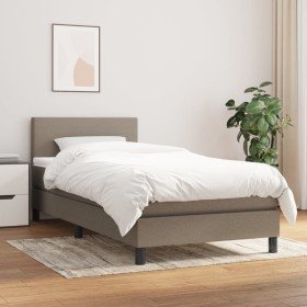 Cama box spring con colchón tela gris taupe 90x200 cm en Camas y somieres | Comprar online en Foro24