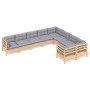 Garden furniture set 9 pieces and pine wood cushions by vidaXL, Garden sets - Ref: Foro24-3096982, Price: 743,11 €, Discount: %