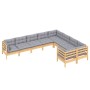 Garden furniture set 9 pieces and pine wood cushions by vidaXL, Garden sets - Ref: Foro24-3096982, Price: 743,11 €, Discount: %