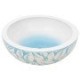 Lavabo sobre encimera redondo cerámica blanco y azul Φ41x14 cm