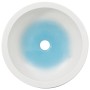 Lavabo sobre encimera redondo cerámica blanco y azul Φ41x14 cm