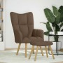 Sillón de relax con taburete tela marrón