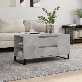 Mesa de centro madera ingeniería gris hormigón 102x44,5x50 cm
