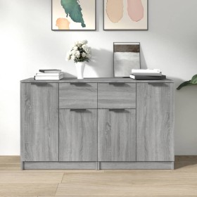Aparadores 2 uds madera contrachapada gris Sonoma 60x30x70 cm