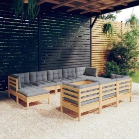 Juego de muebles de jardín 10 pzas y cojines madera maciza pino by vidaXL, Garden sets - Ref: Foro24-3097138, Price: 715,22 €...