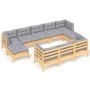 Juego de muebles de jardín 10 pzas y cojines madera maciza pino von vidaXL, Gartensets - Ref: Foro24-3097138, Preis: 715,74 €...