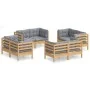 Juego de muebles de jardín 8 pzas y cojines madera de pino de vidaXL, Conjuntos de jardín - Ref: Foro24-3096057, Precio: 617,...