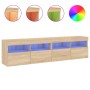Muebles de TV de pared luces LED 2 uds roble Sonoma 80x30x40 cm