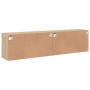 Muebles de TV de pared luces LED 2 uds roble Sonoma 80x30x40 cm