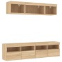 Muebles TV pared con LED 5 pzas madera ingeniería roble Sonoma