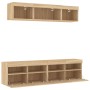 Muebles TV pared con LED 5 pzas madera ingeniería roble Sonoma