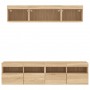 Muebles TV pared con LED 5 pzas madera ingeniería roble Sonoma